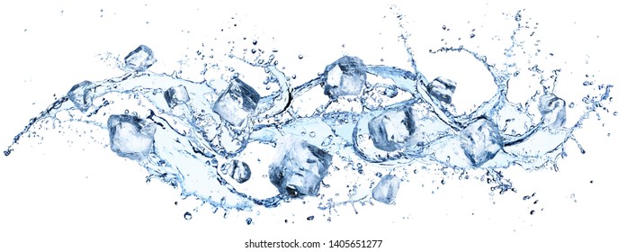 Ice Cubes In Splashing - Cold And Refreshment
				