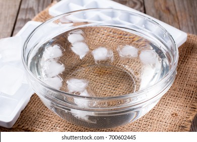 Ice Cubes In Water In A Bowl