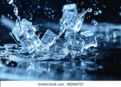 Ice Cubes With Water Splash