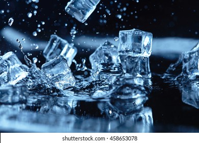 Ice Cubes With Water Splash