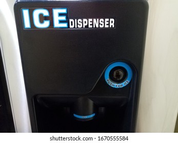 Ice Dispenser Machine In Hotel With Push For Ice Button