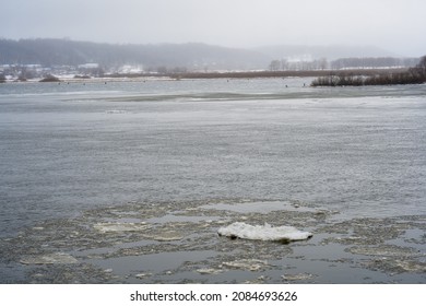 Ice Drift On The River In Winter