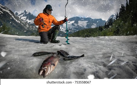 Ice Fishing Background.