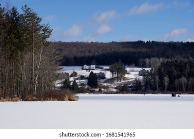 Ice Fishing On Wilber Lake In Oneonta NY