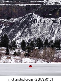 Ice Fishing At Steamboat Rock In Washington State