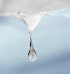 Ice Formation With Icicle And Drop Of Water