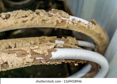 Ice Formation On The AC Compressor Pipe Cause Of Super Cooling And  It's Connected Into A Heavy Ac Compressor Of A Unit And It's Fully Covered By Ice