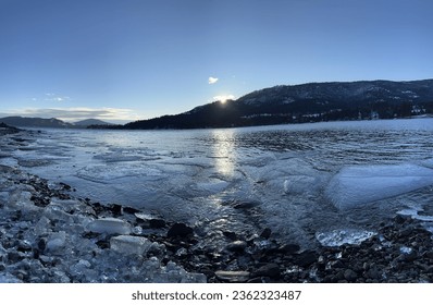 Ice formations on shores of flathead lake  - Powered by Shutterstock