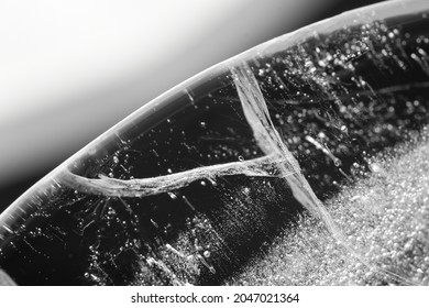 Ice Fracture Background, Macrophotography Of Cristal Ice  That Can Be Used As Wallpaper, Refrigetarion Or Climate Change