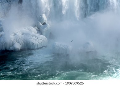 Ice And Frost Build Up In The Middle Of Winter.  The River Mist Freezes On Everything It Touches.