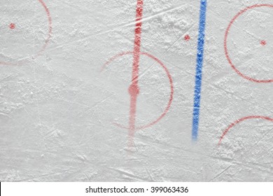 Ice The Hockey Field With Marking. Concept, Hockey, Background, Texture