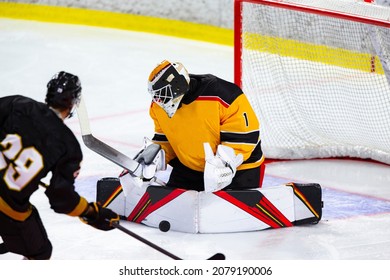 Ice Hockey Goalie Breakaway Save