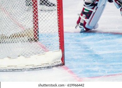 Ice Hockey Goalie During A Game