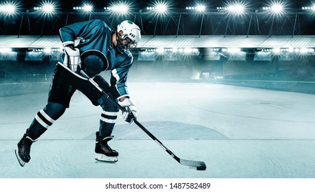 Ice Hockey Player Athlete Helmet Gloves Stock Photo 1487582489 ...