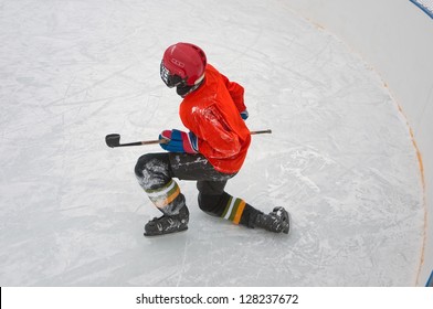 Ice Hockey Player Getting Up After The Fall