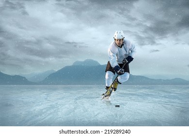 Ice Hockey Player On The Ice. USA National Team.