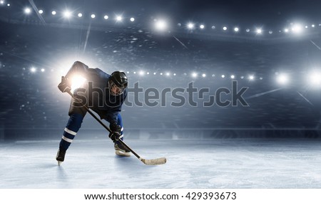 Ice hockey player at rink