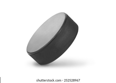 Ice hockey puck isolated on white background