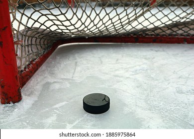 Ice Hockey Puck And Net