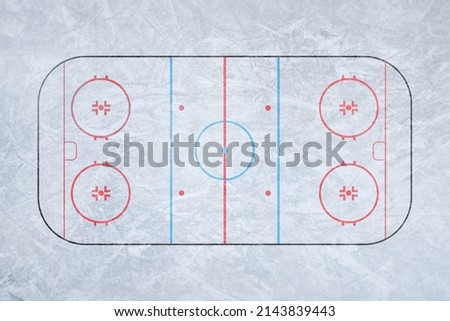 Ice hockey rink from above. Tactical plan - stadium