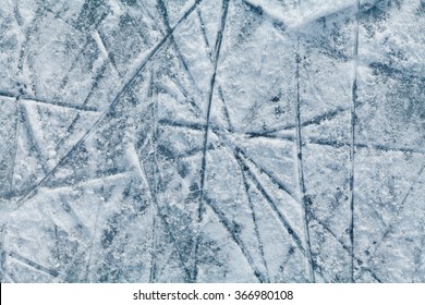 Ice Hockey Rink With Traces From Skates, Top View
