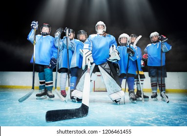 Ice hockey team standing in line on the rink - Powered by Shutterstock