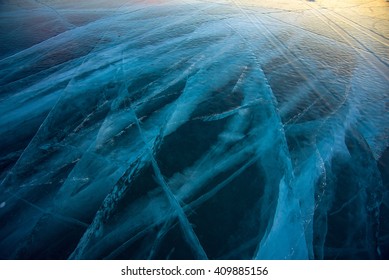 Ice of lake Baikal, Olkhon, Russia