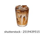 Ice Latte coffee serving on white background with concept beverage, isolate concept photo.