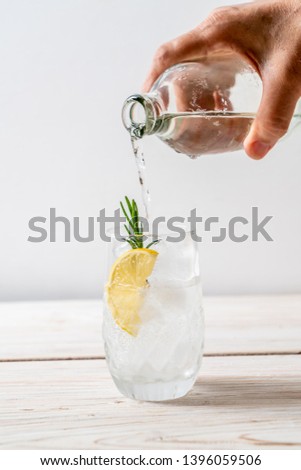 ice lemonade soda on wood background