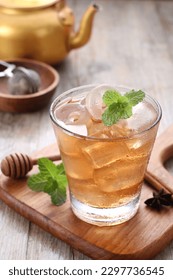 ice mint tea on the table