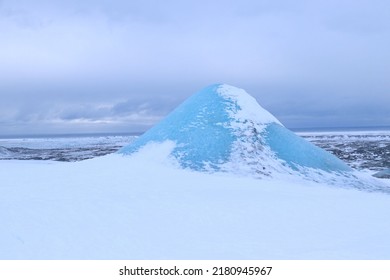 Ice Mound On A Glacier's Surface In Iceland