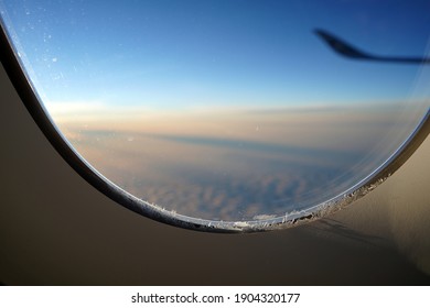 Ice On The Ariplane Window.