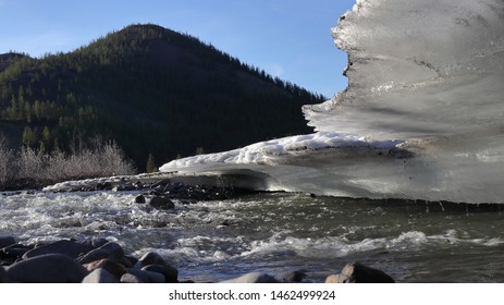 ice on a mountain river in Yakutia