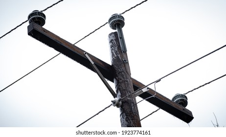 Ice On A Power Line In Central Texas