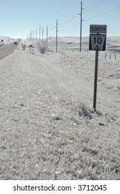 Ice On Shoulder Of Nebraska Highway 10