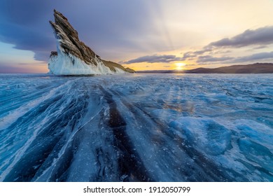 Ice On Winter Baikal Lake