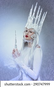 Ice Queen With Crown Made Of Ice