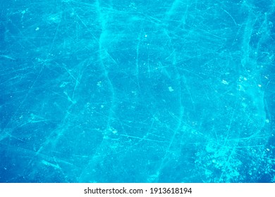 Ice rink floor. Background texture of blue ice rink. top view.