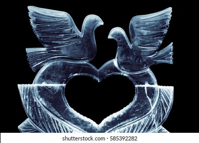 Ice Sculpture With A Heart And Doves