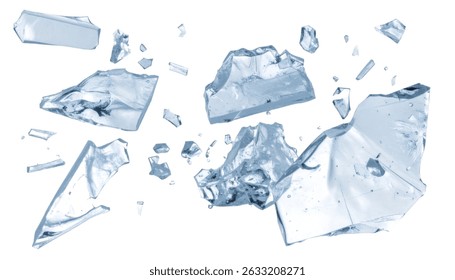 Ice shards exploding on a transparent background, perfect for adding a refreshing touch to any project