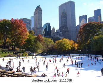 Ice Skating In Central Park In Autumn