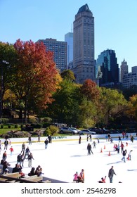 Ice Skating In Central Park In Autumn