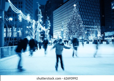 Ice Skating At Christmas (motion Blur)