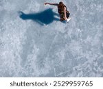 Ice Skating Performance on Frozen Çıldır Lake Drone Photo, Cildir Lake Ardahan, Kars Turkiye (Turkey)