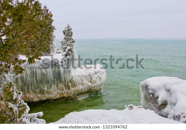 Ice Splashing Waves Cave Point County Stock Photo Edit Now