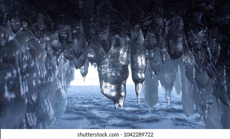 Ice Stalactites From The Baikal Lake