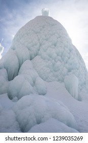 Ice Stupa Structure In Winter Leh Ladakh, India.