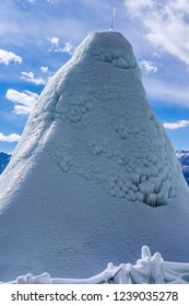 Ice Stupa Structure In Winter Leh Ladakh, India.