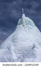 Ice Stupa Structure In Winter Leh Ladakh, India.