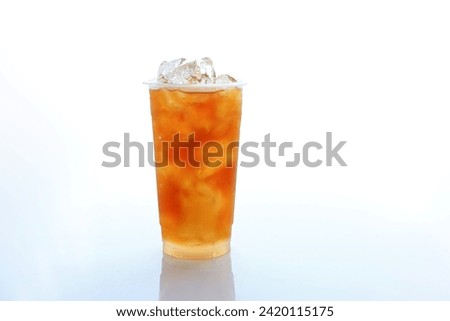 Ice Tea Es Teh On Plastic Cup To Go, Isolated on White  Stock fotó © 